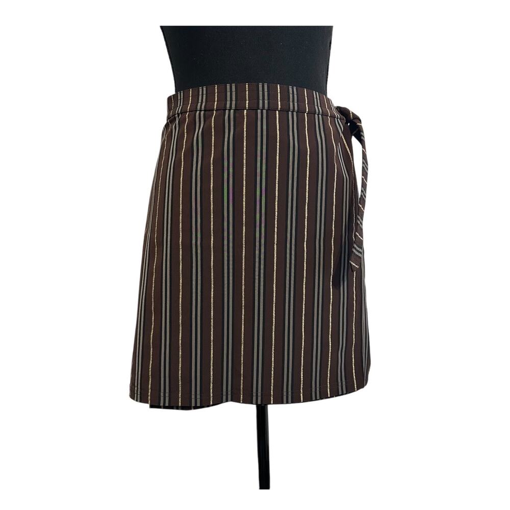 Vintage Burberry Wrap Skirt w/ Side Tie Chocolate Striped size L Swim Cover-up